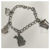 STERLING SILVER CHARM BRACELET 10.40GRS