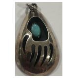 STERLING SILVER TURQUOISE PENDANT 4.1 GRS