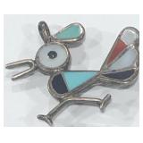 STERLING SILVER TURQUOISE CORAL BROOCH 3.2 GRS