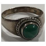 STERLING SILVER MALACHITE RING 6.4 GRS