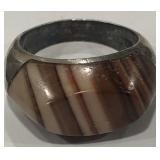 STERLING SILVER JASPER RING SIZE 7.5 9.6 GRS