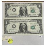 2 US 1 DOLLAR NOTE