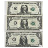 3 US 1 DOLLAR NOTE