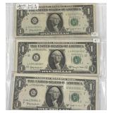3 US 1 DOLLAR NOTE