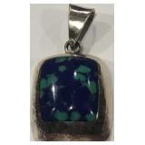 STERLING SILVER TURQUOISE PENDANT 8.1 GRS