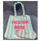 9 - VACATION MODE STRIPED BEACH TOTE