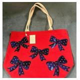 9 - PATRIOTIC BOW RED TOTE BAG