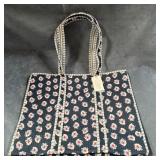 9 - FLORAL PATTERN CANVAS TOTE BAG