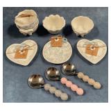 43 - CERAMIC SERVING DISHES AND SPOONS