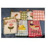 43 - CROCHET POT HOLDERS AND TOWELS