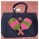 9 - PICKLE BALL WOVEN TOTE BAG (W54)