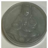 NATURAL CARVED JADE ROUND  (W150)