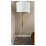 11 -  GOLD-TONE FLOOR LAMP WITH SHADE