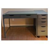 11 - HOME OFFICE DESK & WHEELED FIVE-DRAWER CART