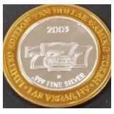BALLY'S 777 .999 FINE SILVER $10 TOKEN (551 D12)