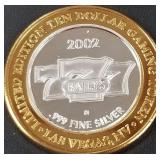 BALLY'S 777 .999 FINE SILVER $10 TOKEN (551 D13)