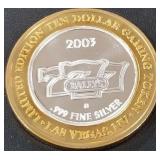 BALLY'S 777 .999 FINE SILVER $10 TOKEN (551 D14)