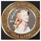 FOUR QUEENS $10 .999 SILVER GAMING TOKEN (658  Z)