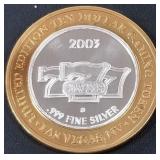 BALLY'S 777 .999 FINE SILVER $10 TOKEN (551 D8)