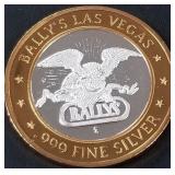 BALLY'S .999 FINE SILVER $10 TOKEN (551 D6)