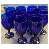 488 - TEN PIECES COBALT BLUE STEMWARE (J68)