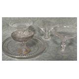 488 - FIVE PIECES VINTAGE GLASS SERVEWARE (D122)