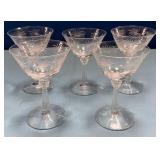 488 - FIVE PIECES VINTAGE CRYSTAL STEMWARE (D280)