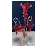 488 - VICTORIAN CRANBERRY GLASS EPERGNE (D309)