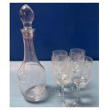 488 - CRYSTAL DECANTER & STEMWARE SET (D201)