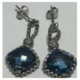 D. YURMAN BLUE TOPAZ /DIAMOND EARRINGS 7.17 GRS