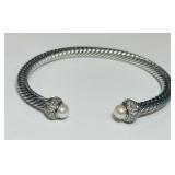 D. YURMAN CABLE BRACELET PEARL /PAVE DIAMONDS