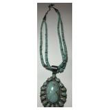 STERLING SILVER TURQUOISE /HEISHI NECKLACE 22'