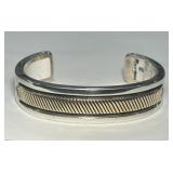 STERLING SILVER/14K CUFF BRACELET121.4 GRS