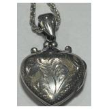 STERLING SILVER CHAIN /HEART LOCKET 9.9 GRS