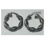 STERLING SILVER TWISTED HOOP EARRINGS 5.4 GRS