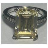 STERLING SILVER CITRINE RING 6.70GRS