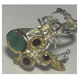STERLING SILVER GEMSTONES RING 7.00GRS