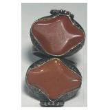 STERLING SILVER CORAL RING 1410GRS