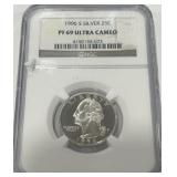 1996 S SILVER 25C PF69 ULTRA CAMEO