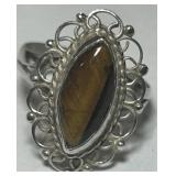 STERLING SILVER TIGER EYE RING 3.6 GRS