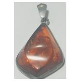 STERLING SILVER AMBER PENDANT 7.20GRS