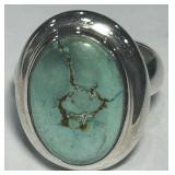 STERLING SILVER TURQUOISE RING 14 GRS