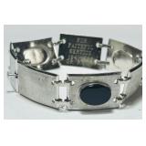 TAXCO STERLING SILVER ONYX BRACELET 34.1 GRS