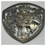 STERLING SILVER /18 K GOLD TURQUOISE BROOCH8.6 GRS