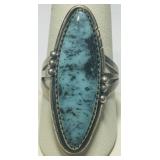 STERLING SILVER TURQUOISE RING 8.60GRS