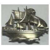 STERLING SILVER PIRATE SHIP BROOCH 16.2 GRS