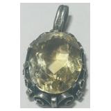 STERLING SILVER CITRINE PENDANT 6.40GRS