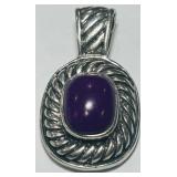 STERLING SILVER PURPLE GENSTONE PENDANT 12 GRS