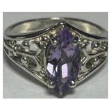STERLING SILVER AMETHYST RING 5.4 GRS
