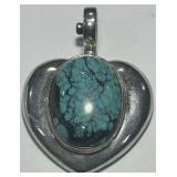 STERLING SILVER TURQUOISE PENDANT 18.4 GRS